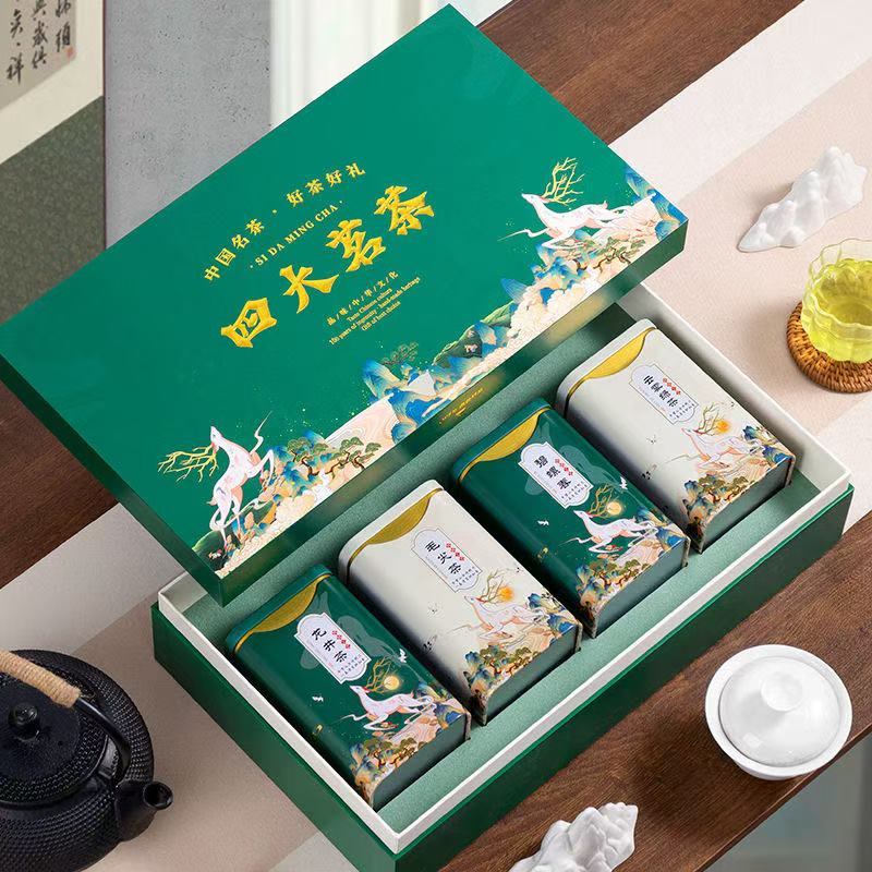 Longjing tea, Biluochun Maojian tea, Yunwu green tea combination set, authentic four major green teas, strong aroma gift box set 500g