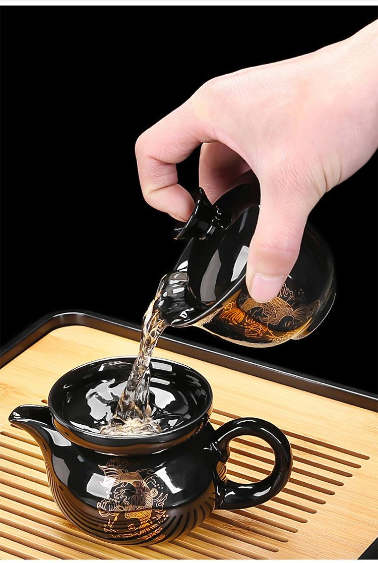 Trace the gold tea set