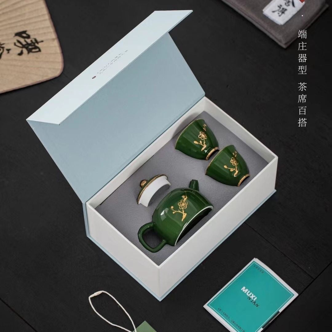 Vintage emerald teapot household Gongfu tea set