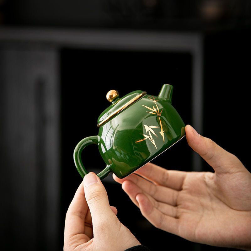 Vintage emerald teapot household Gongfu tea set