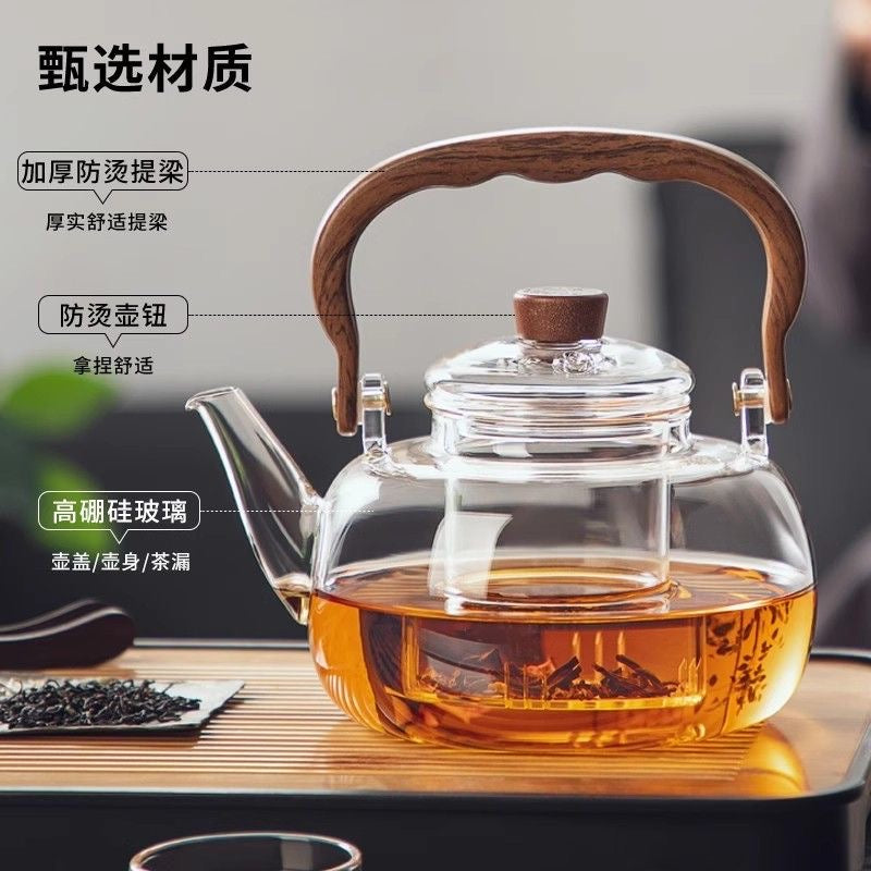 Thick-glass tea kettle for boiling tea