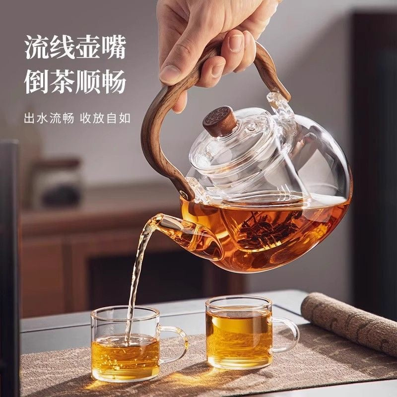 Thick-glass tea kettle for boiling tea